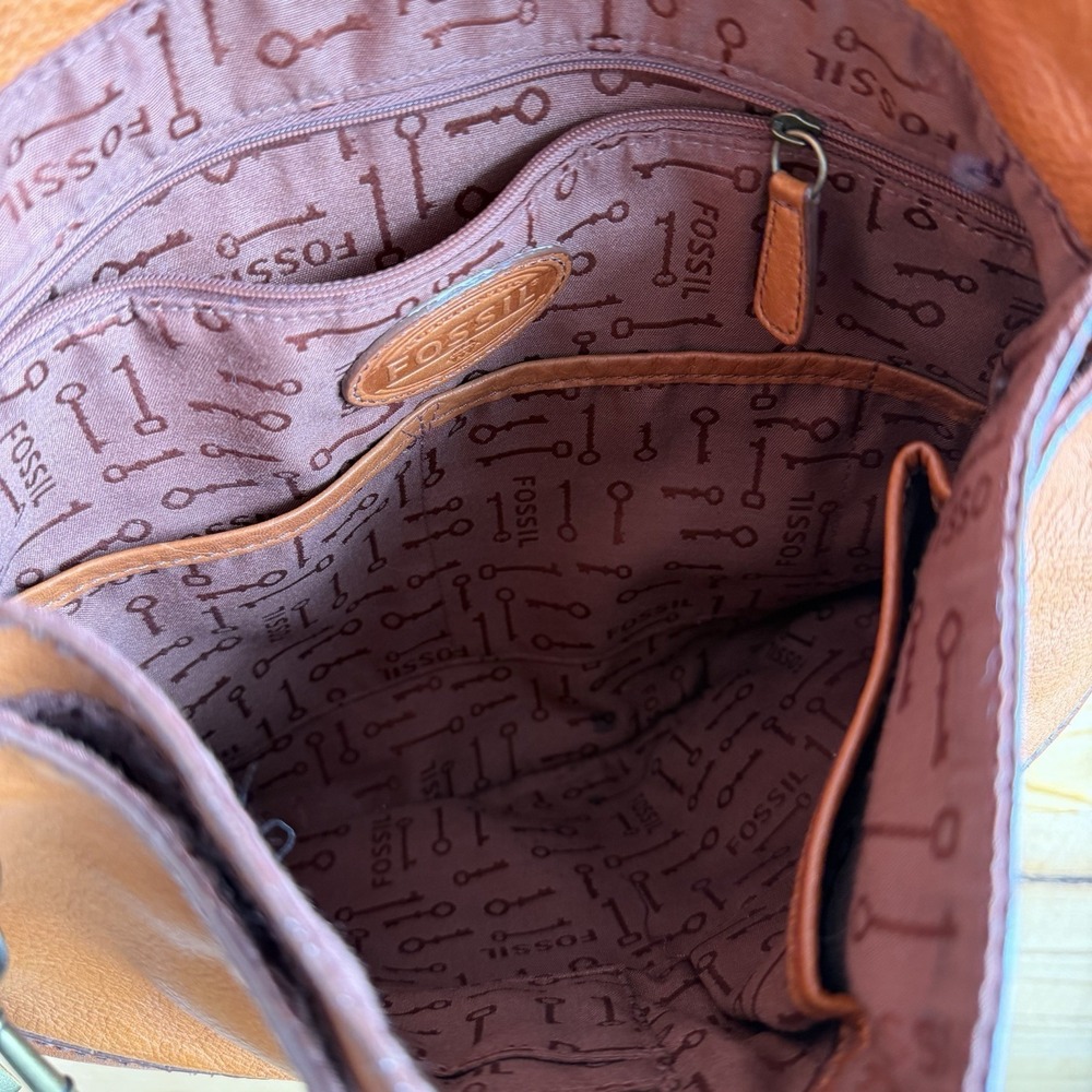 Fossil Explorer Large Brown Leather Fold Over Messenger Satchel Bag Vintage - Picture 5 of 11